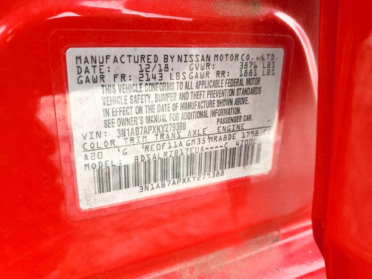 2019 Nissan Sentra sr