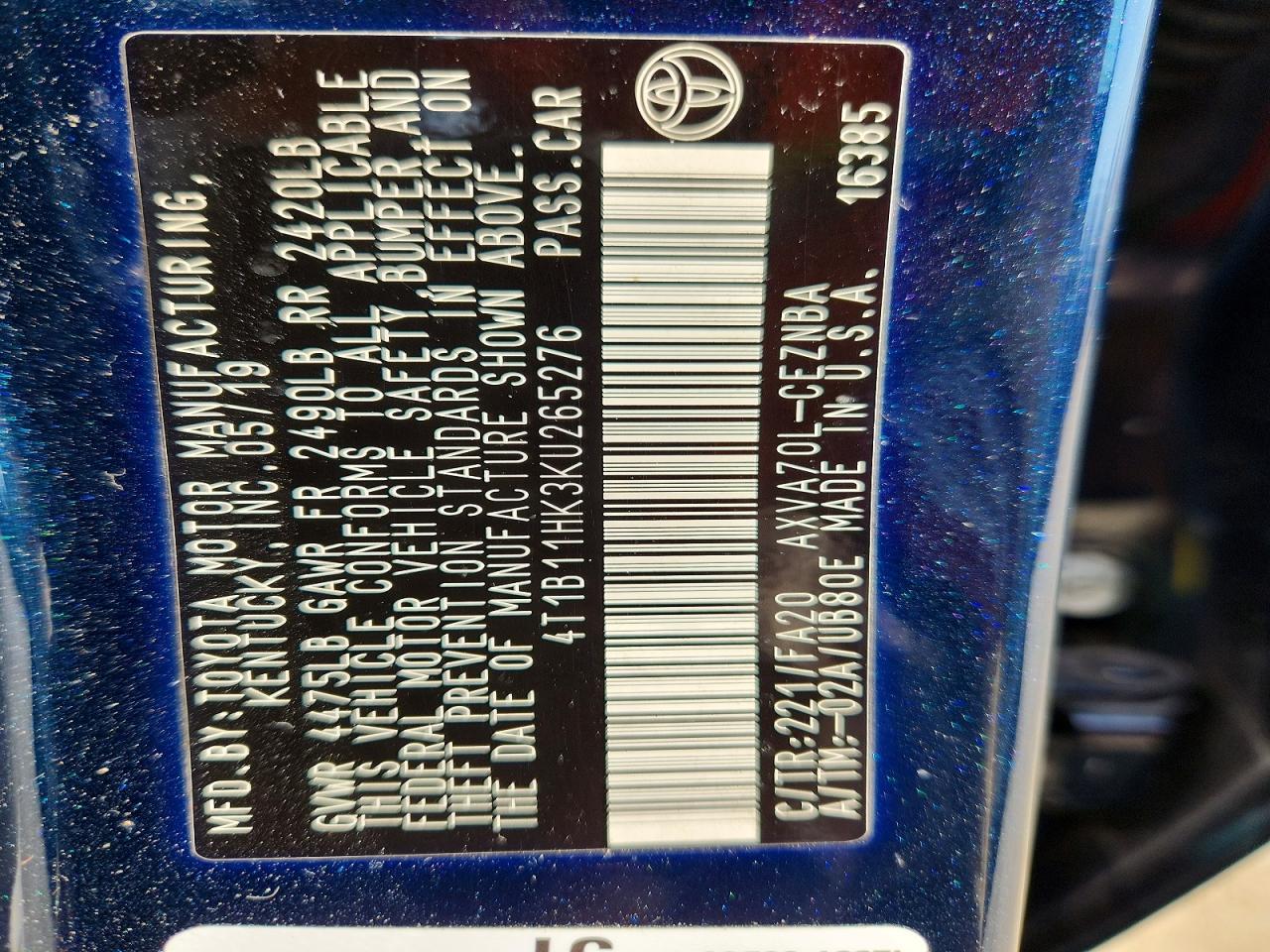 2019 Toyota Camry le