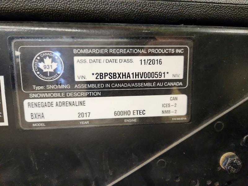 2017 Skidoo Renegade Sport 600 A