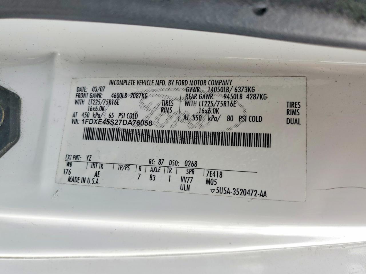2007 Ford E450 BOX Truck