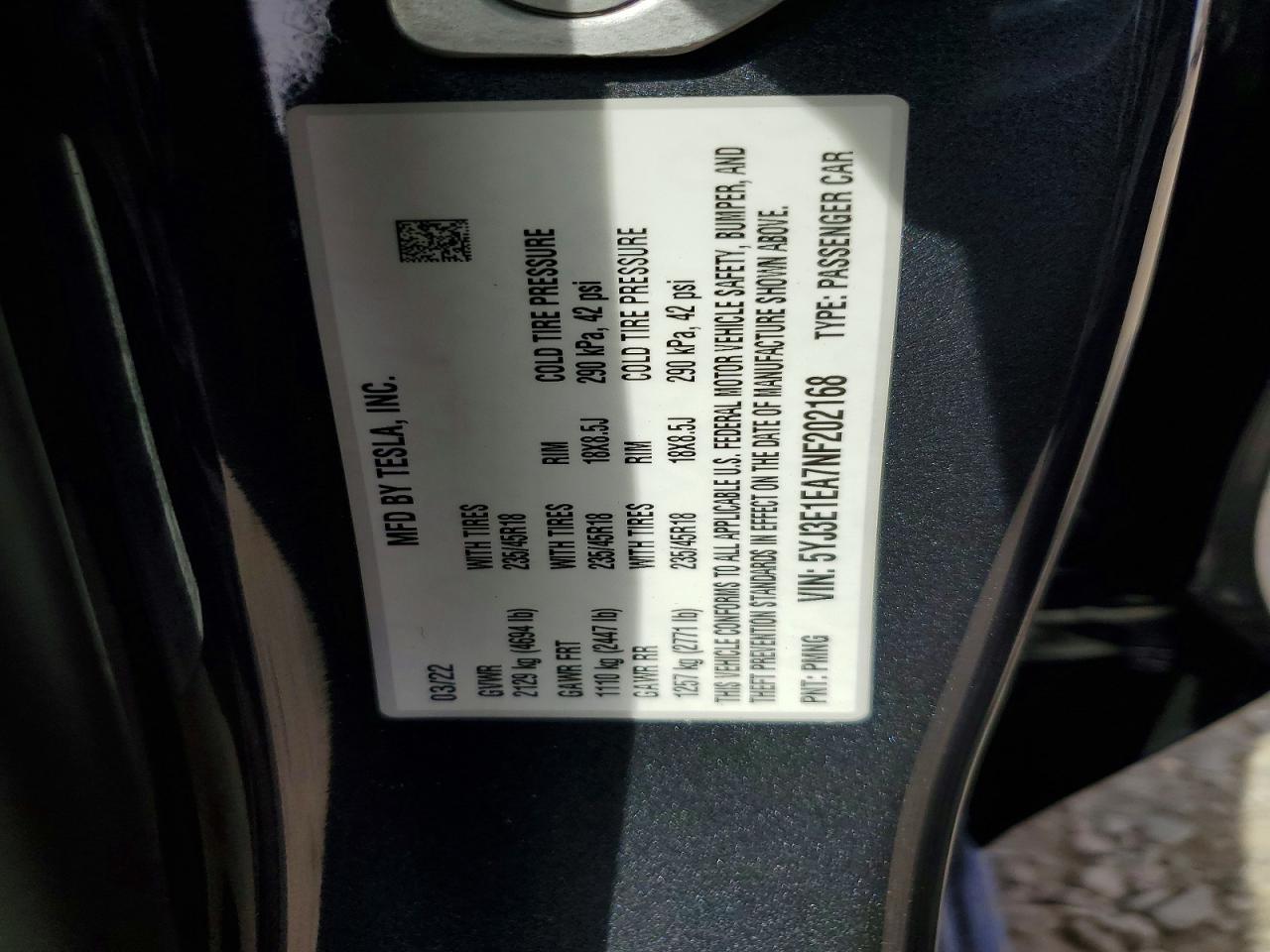 2022 Tesla Model 3