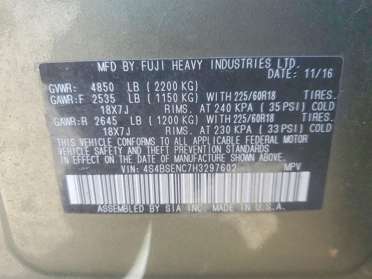 2017 Subaru Outback 3.6r Limited