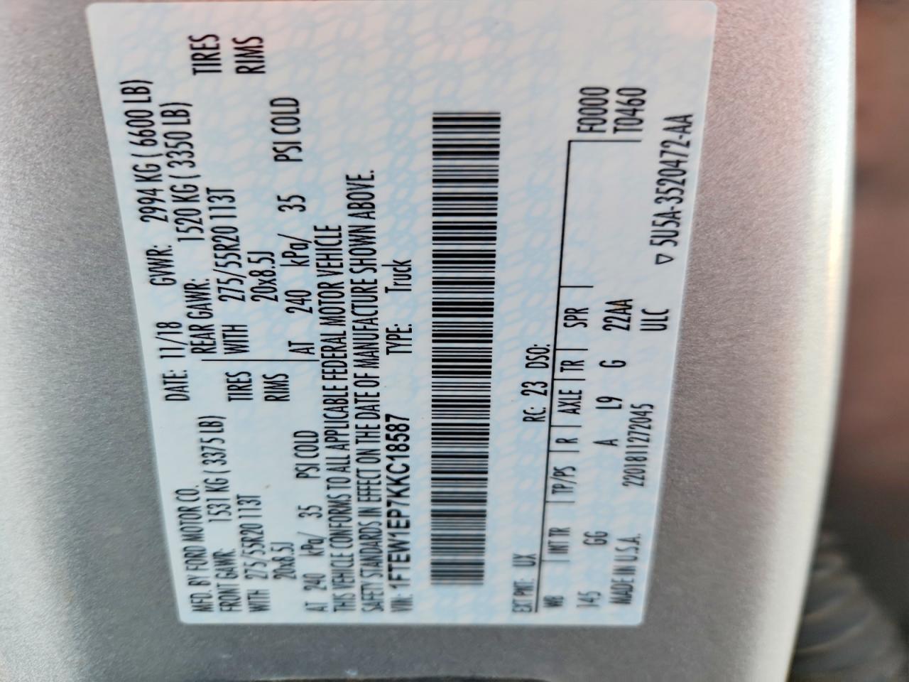 2019 Ford F150 Supercrew