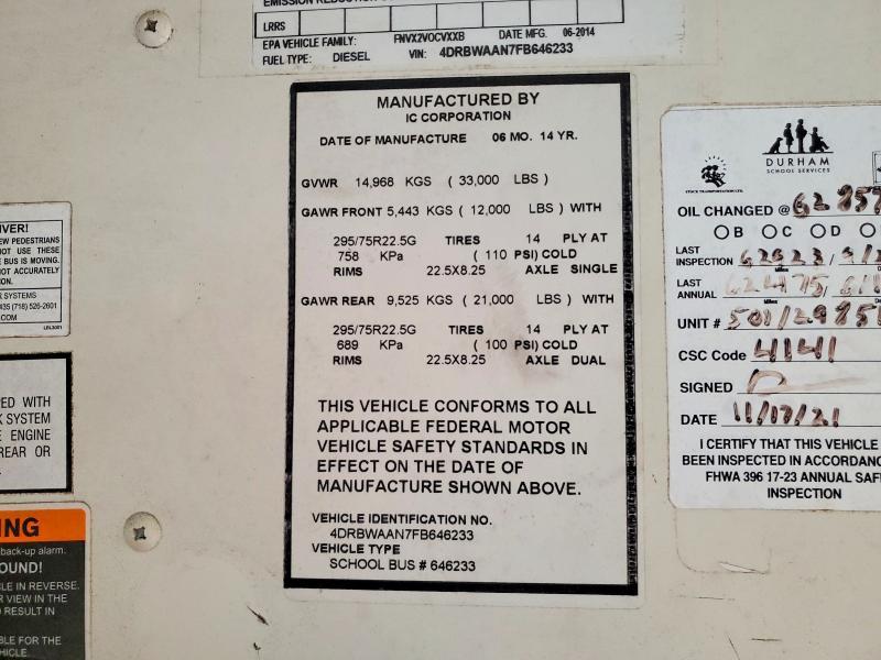 2015 Ic Corporation RE Series School-School Bus