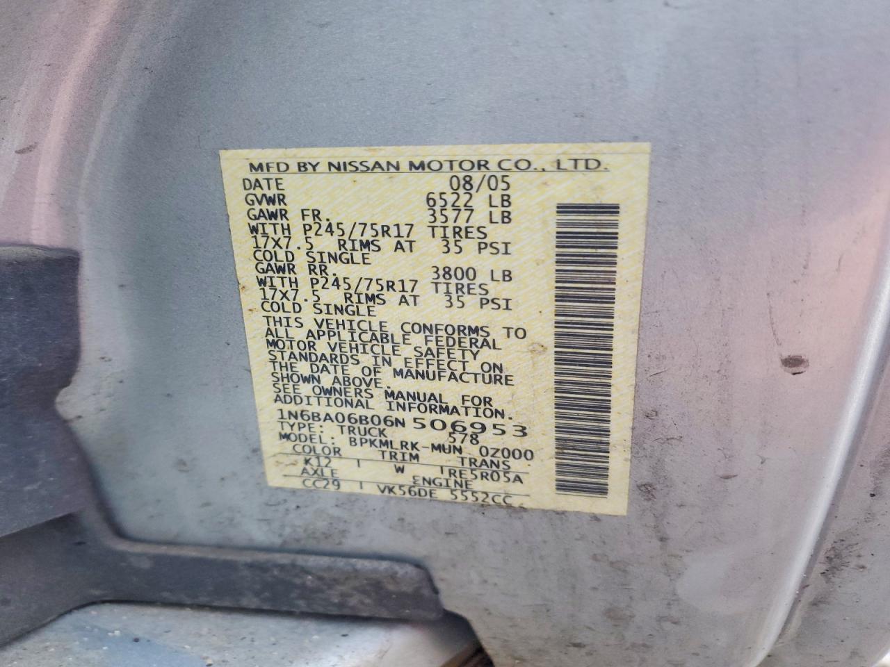 2006 Nissan Titan XE FFV
