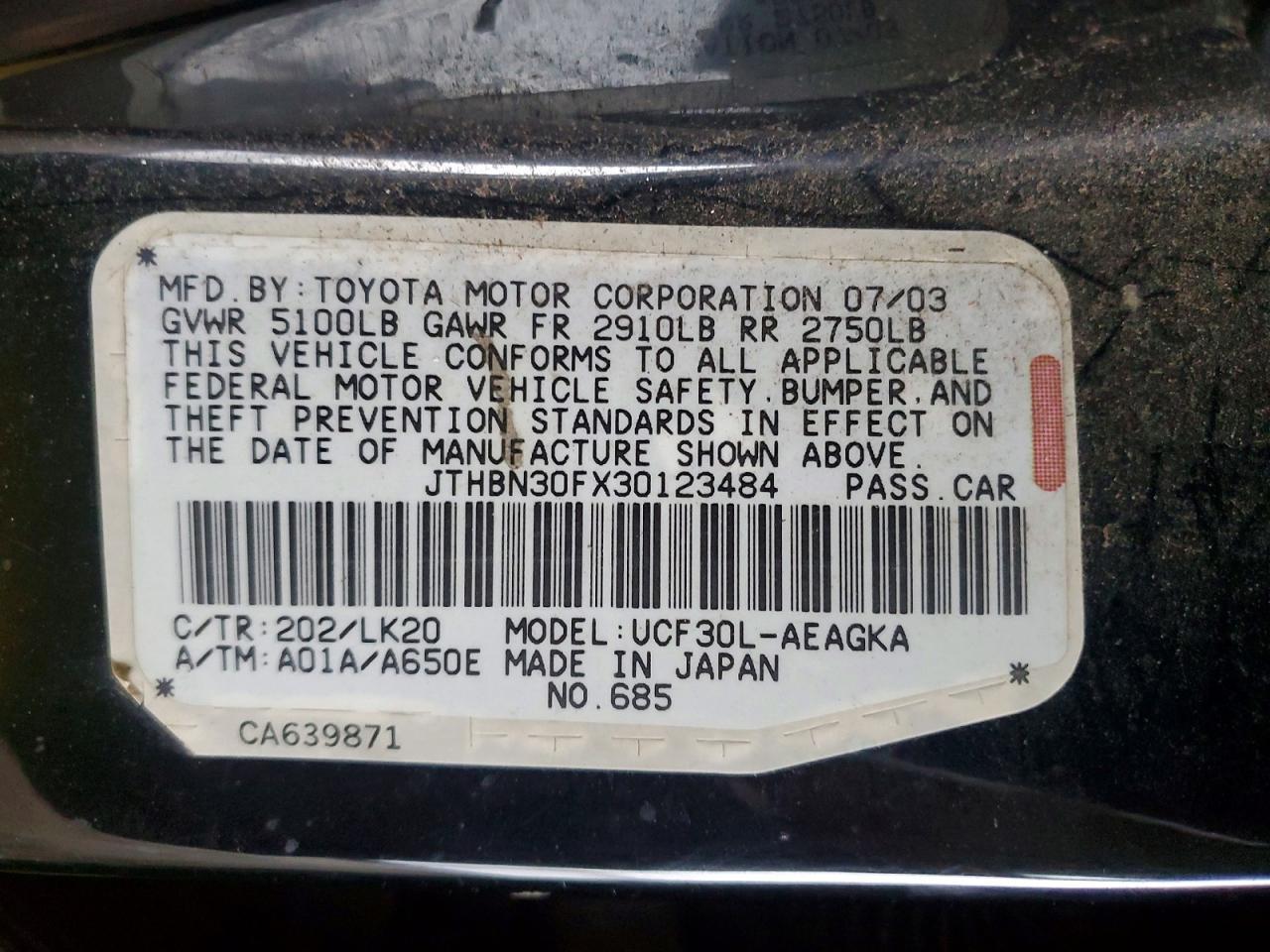 2003 Lexus Ls 430 Base