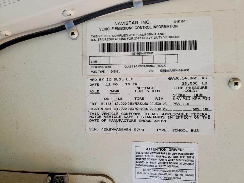 2017 Ic Corporation RE Series School-School Bus