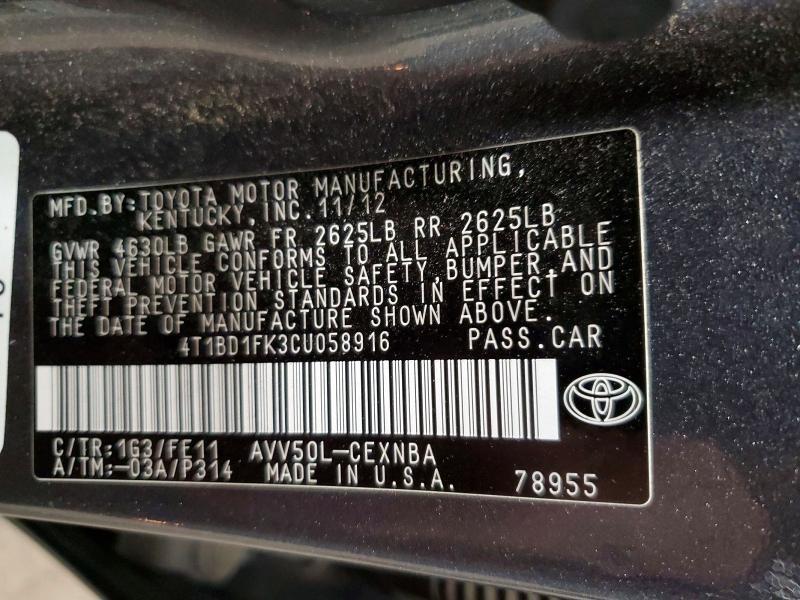 2012 Toyota Camry Hybrid le