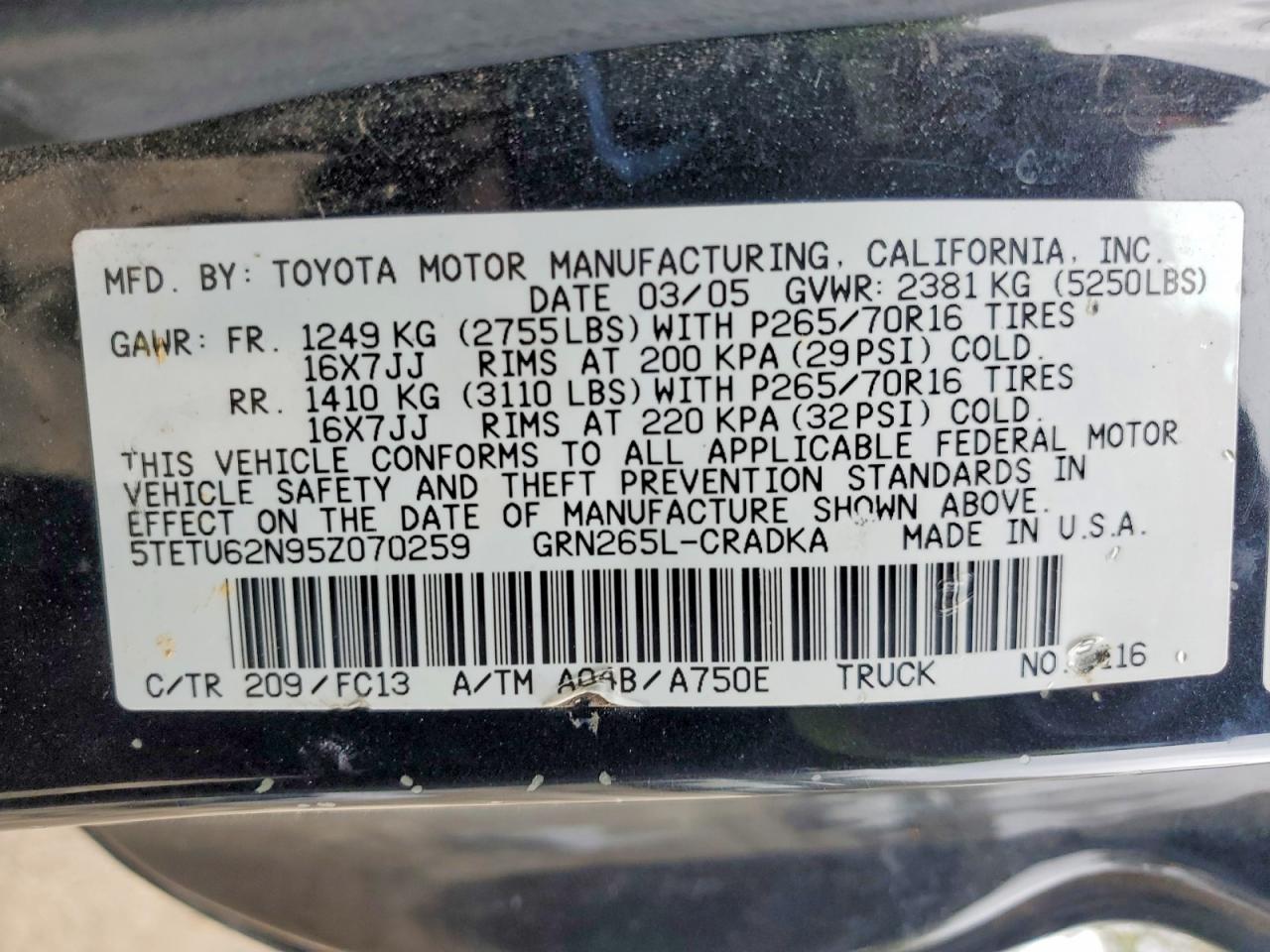 2005 Toyota Tacoma Prerunner V6