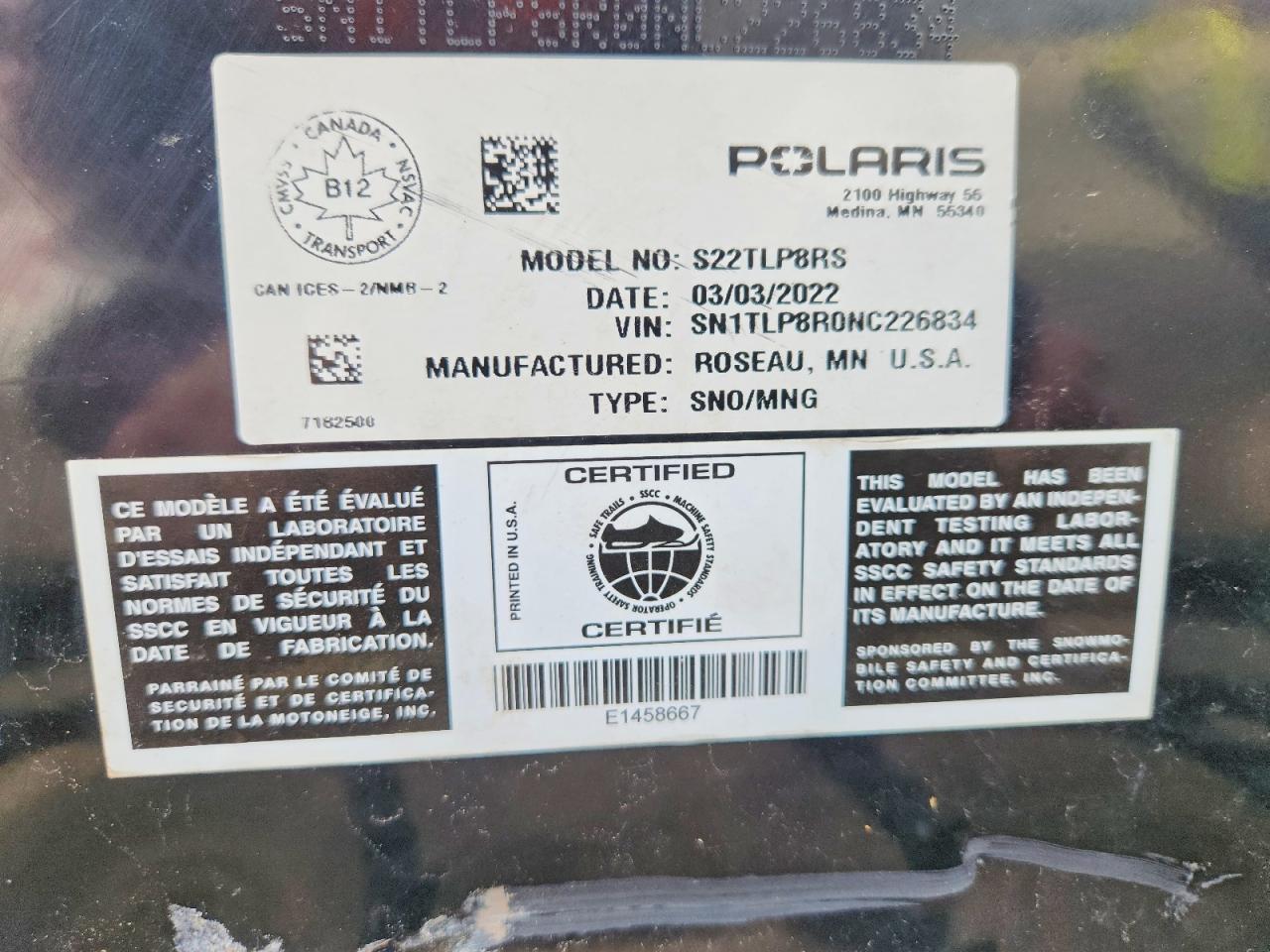 2022 Polari 850 RMK KH