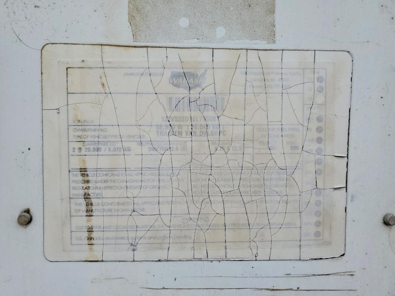 2014 Wabash SH Dvlshpc DRY Van Trailer