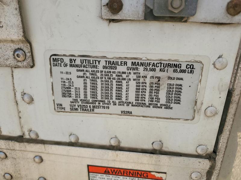 2021 Utility VS2RA Refrigerated Van Trailer