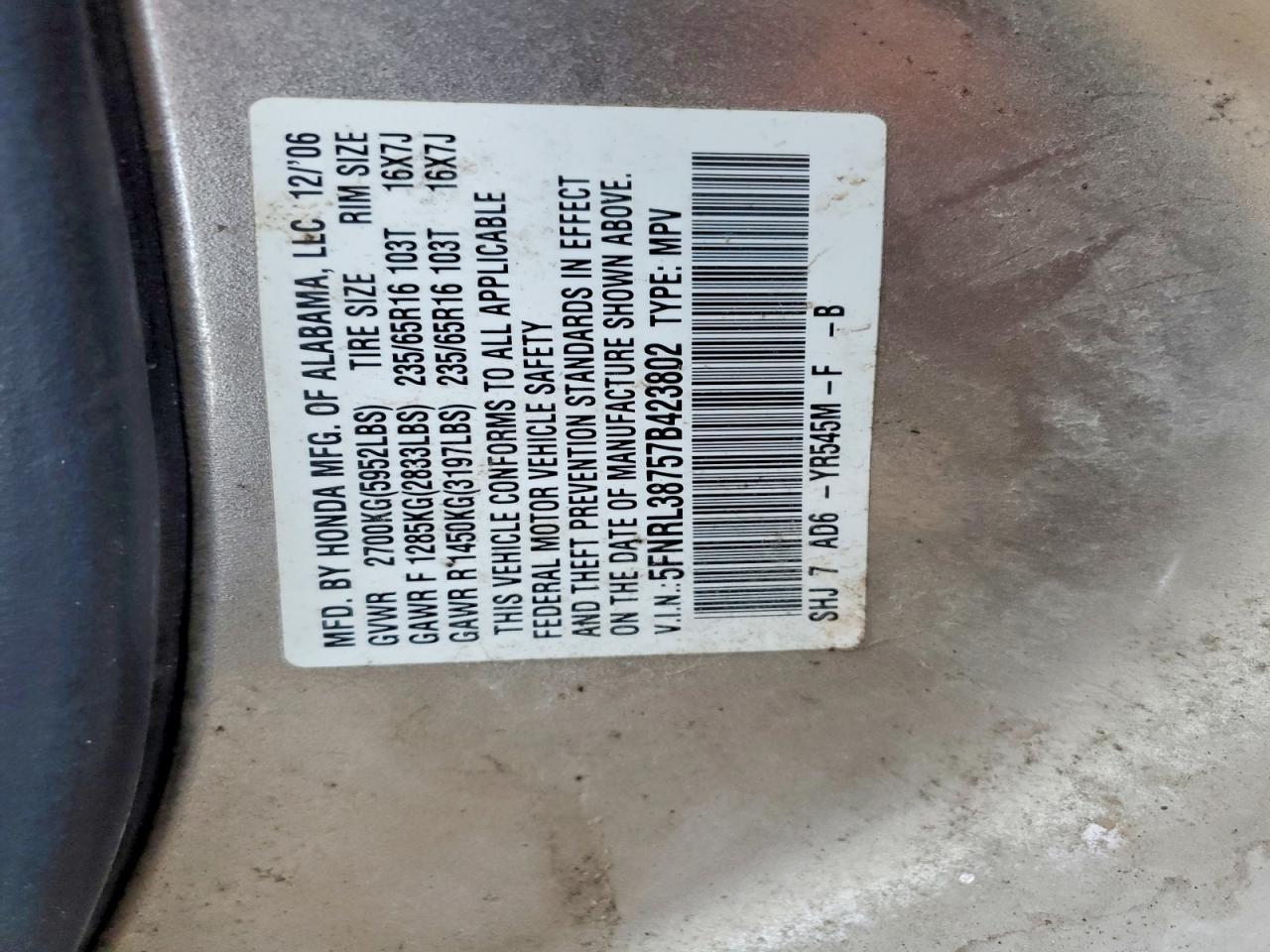2007 Honda Odyssey exl