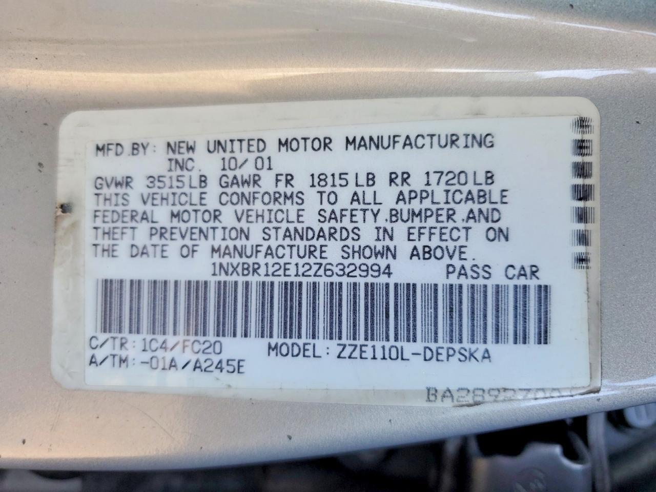 2002 Toyota Corolla s