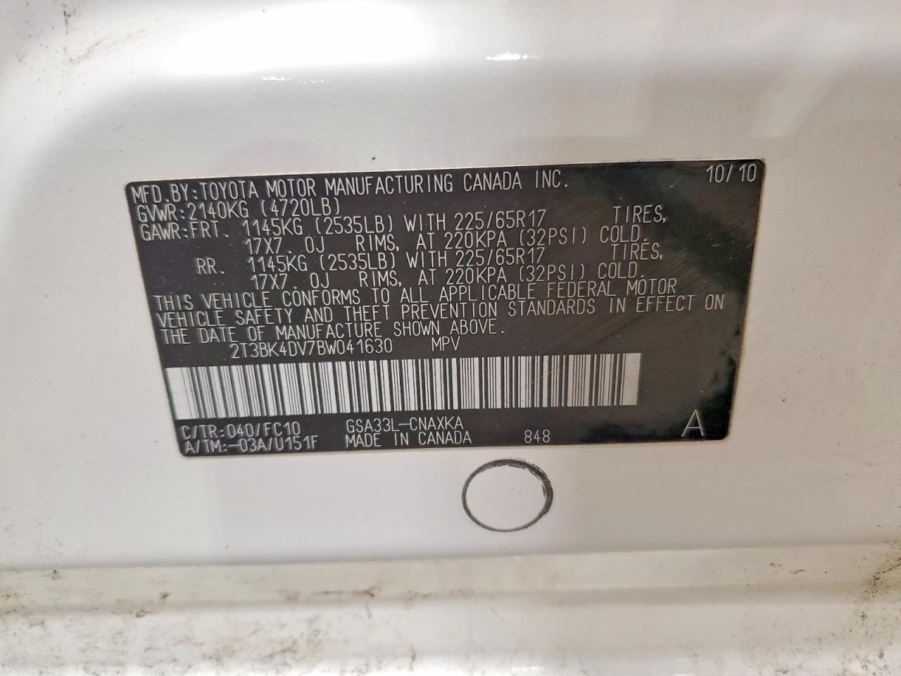 2011 Toyota Rav4 Base