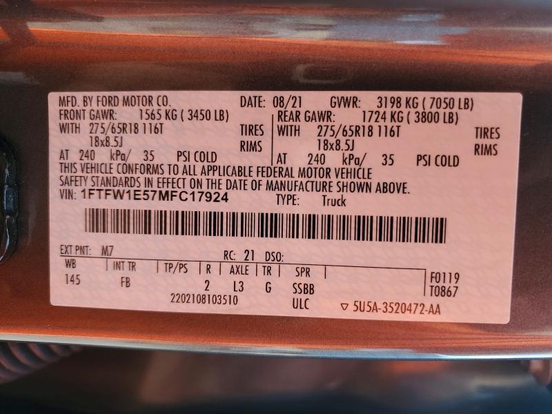 2021 Ford F150 Supercrew