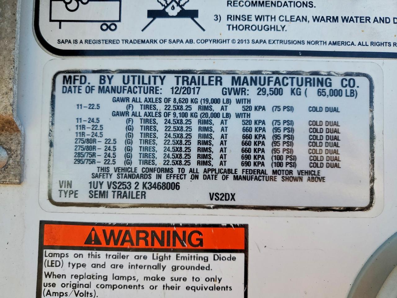 2019 Utility VS2DX DRY Van Trailer
