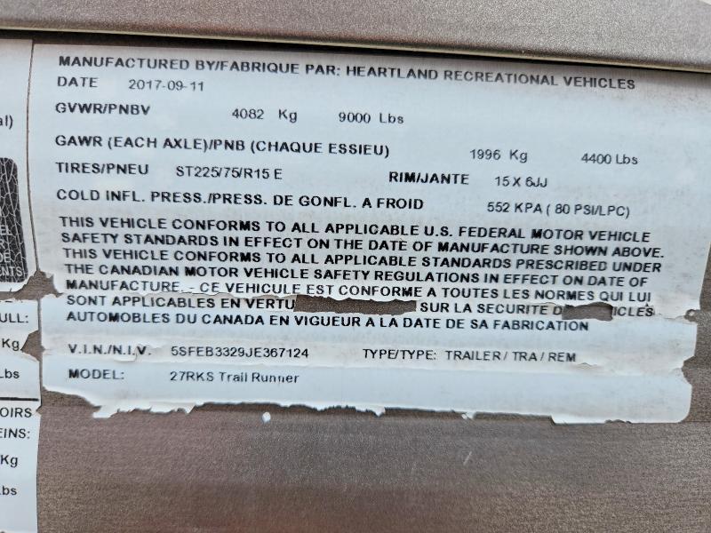 2018 Heartland Tland Trailrunner Camper