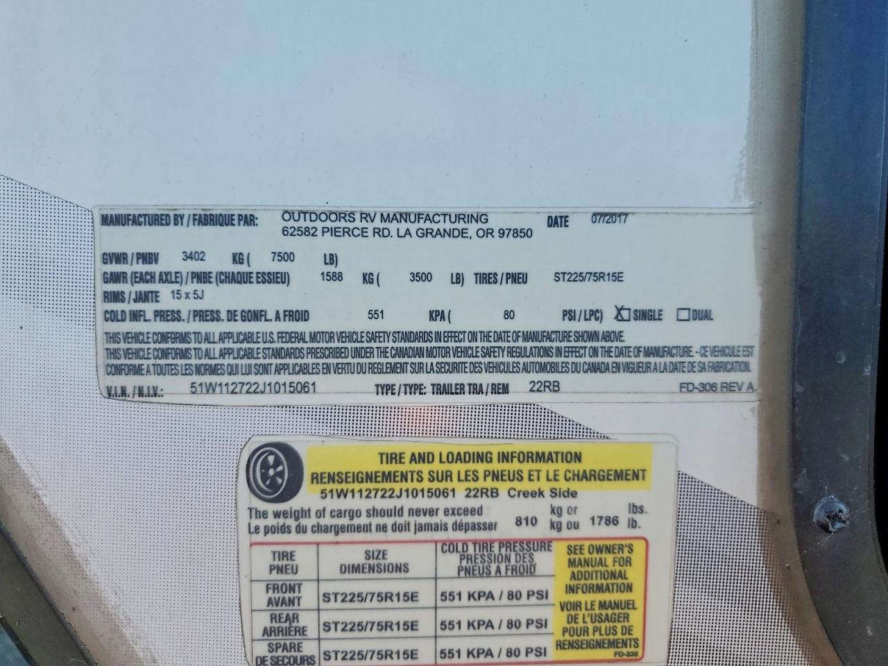 2018 Outdoors Rv Creek Side