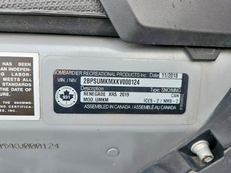 2019 Skidoo Renegade X-rs 850 r