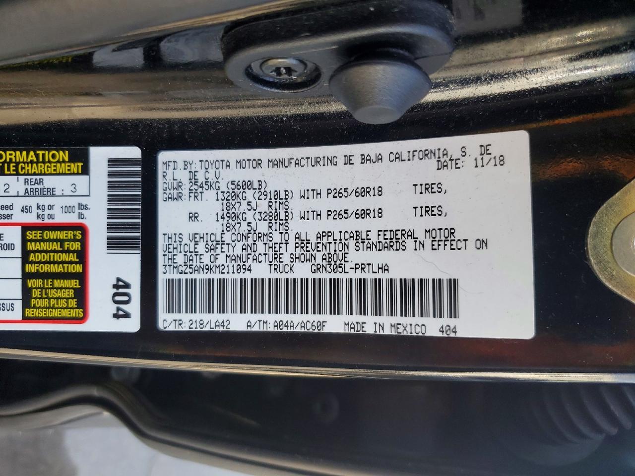 2019 Toyota Tacoma Limited