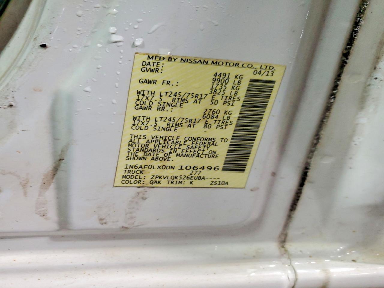2013 Nissan NV 2500 HD S