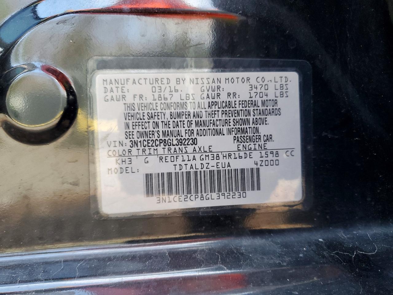 2016 Nissan Versa Note sv