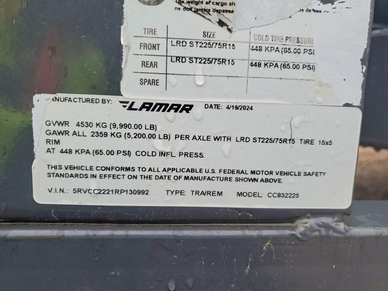 2024 Lamar CC832225 Equipment Trailer