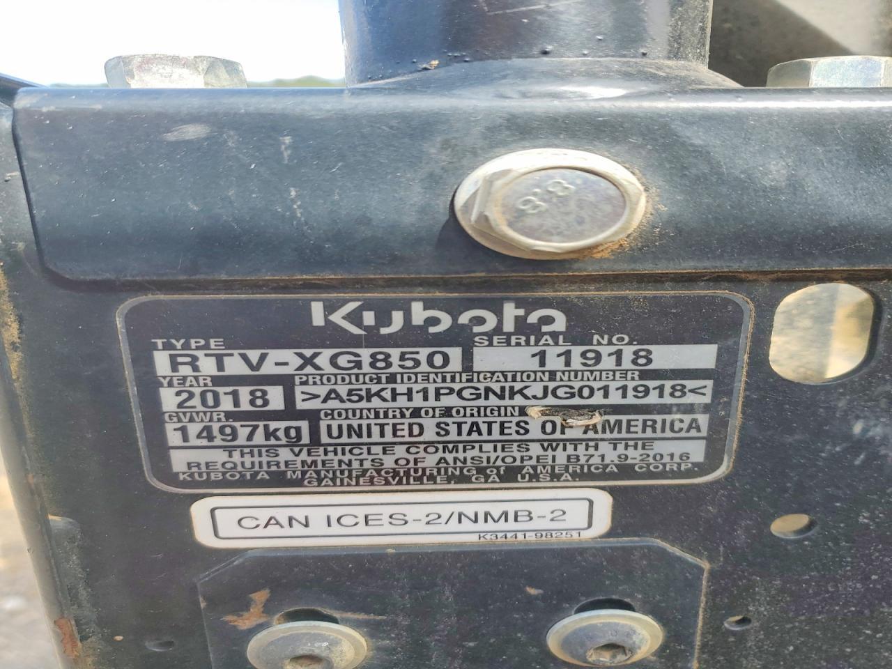 2018 Kubota Utility Vehicle
