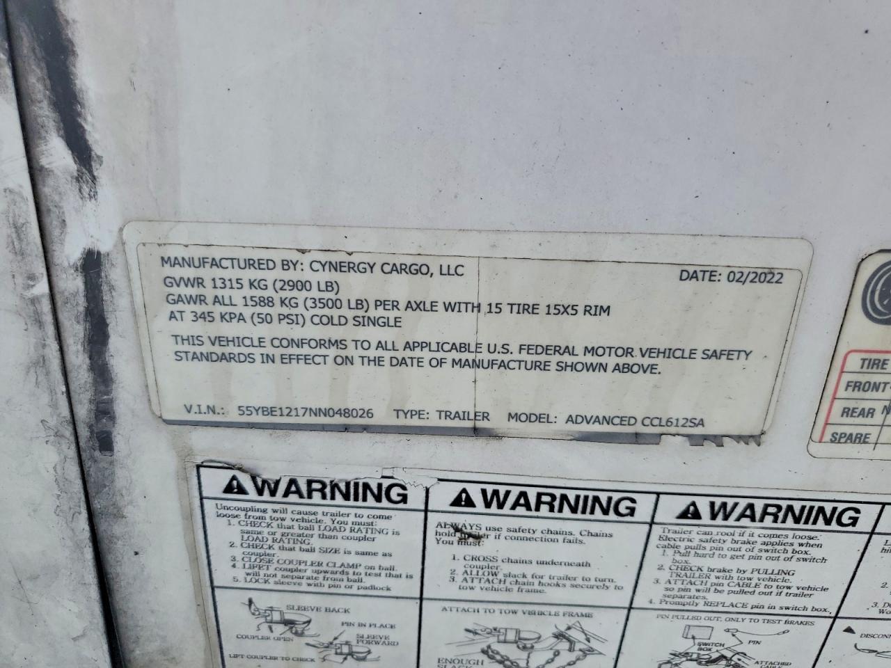 2022 Cynergy Cargo Advanced CCL612SA Enclosed Cargo Trailer