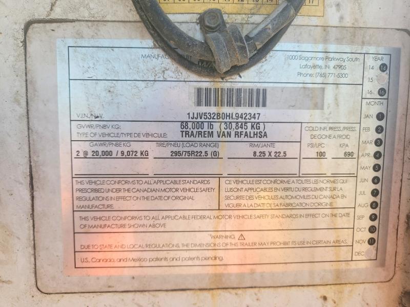 2017 Wabash SH Rfalhsa Refrigerated Van Trailer