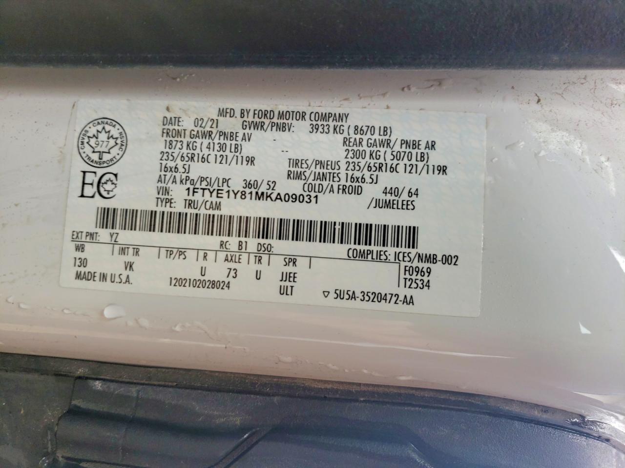 2021 Ford Transit T-150