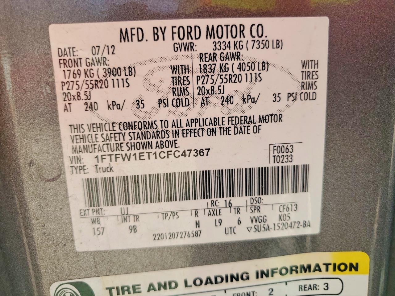 2012 Ford F150 Supercrew
