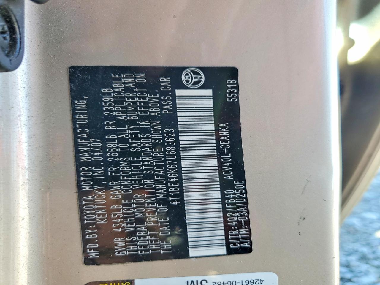 2007 Toyota Camry le