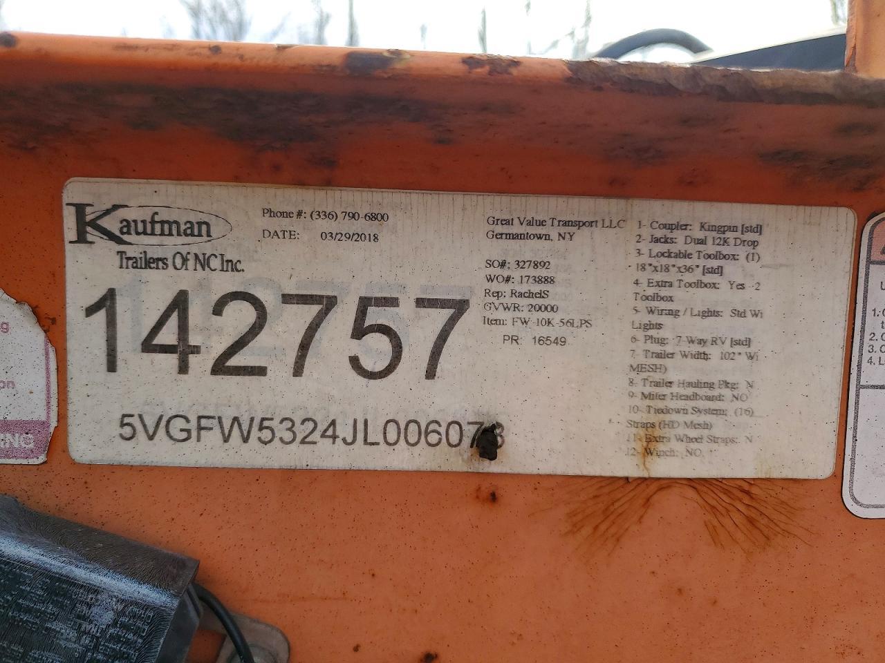 2018 Kaufman Car Carrier