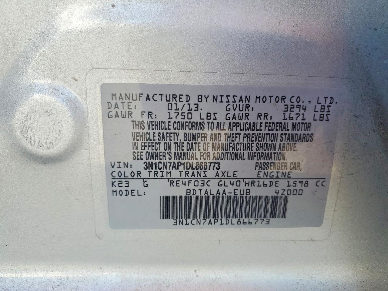 2013 Nissan Versa 1.6 s