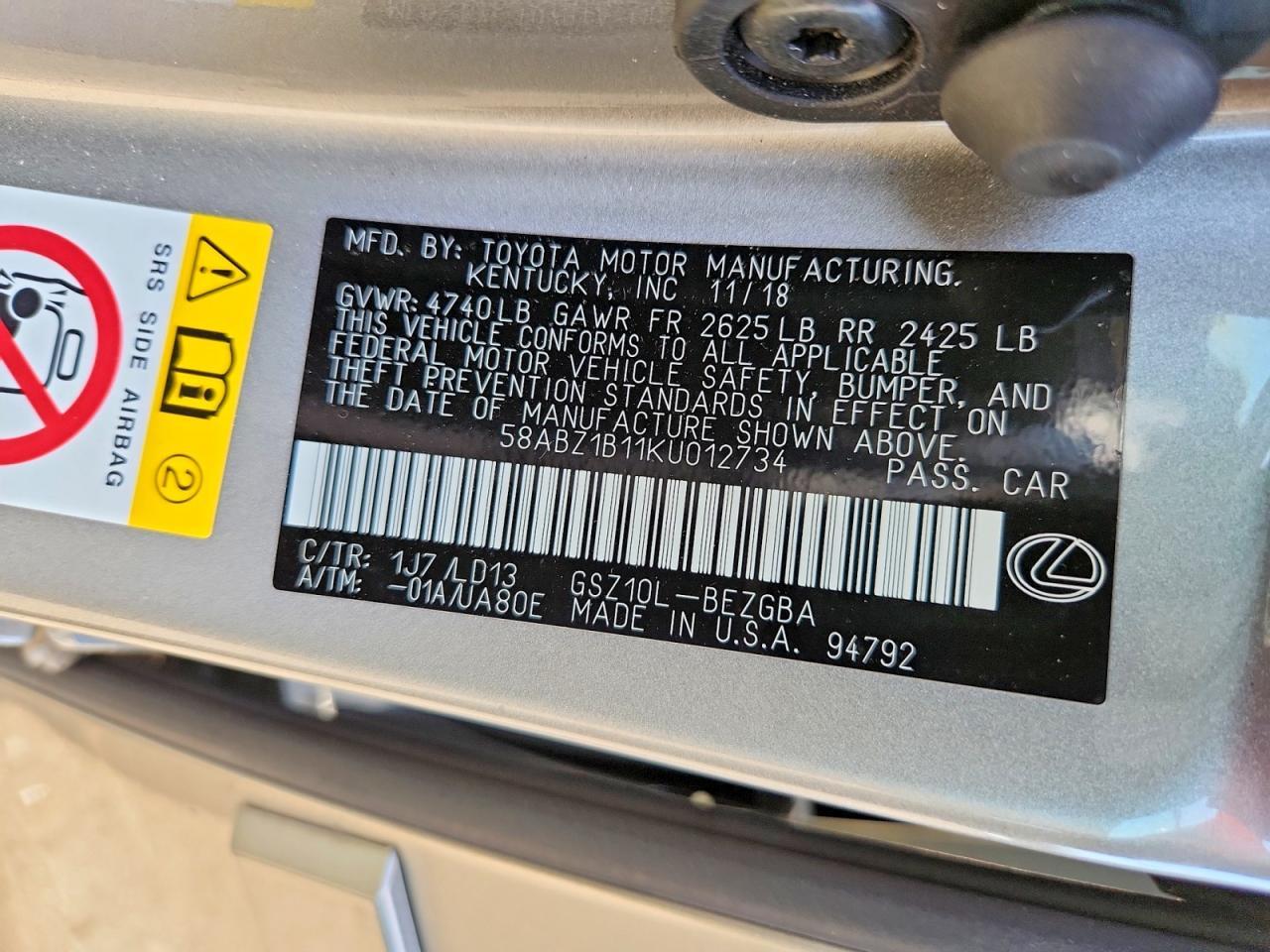 2019 Lexus Es 350 Base