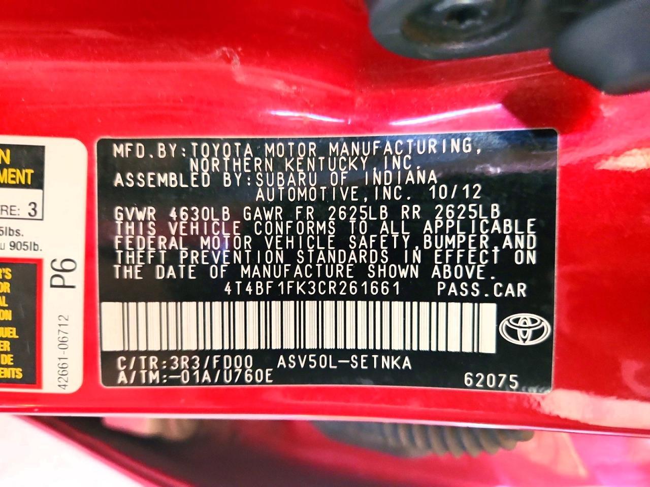 2012 Toyota Camry le