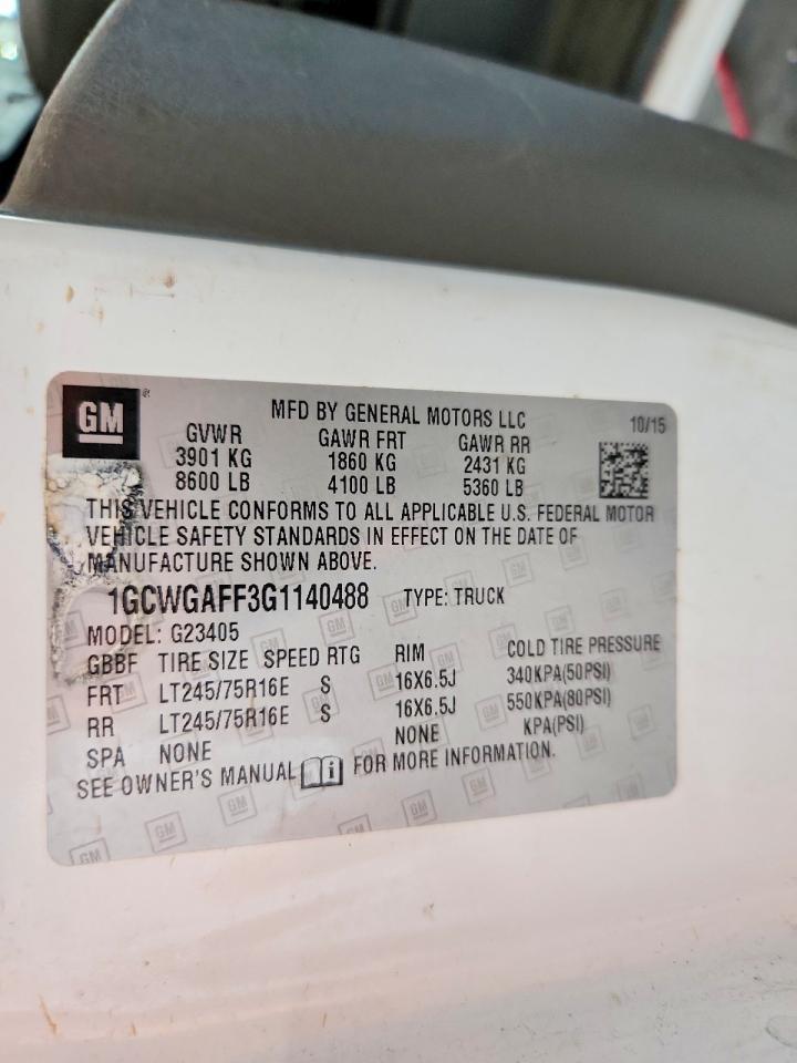 2016 Chevrolet Express 2500 Cargo Utility / Service Van