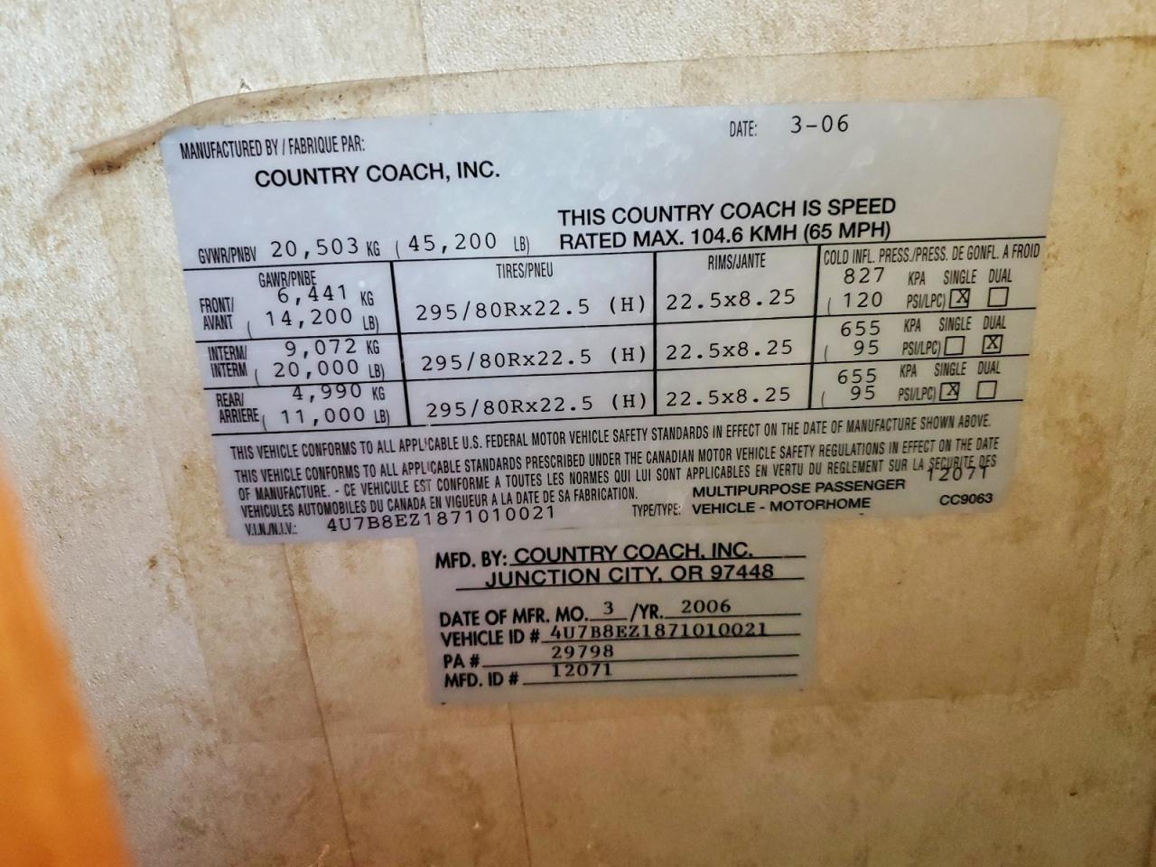 2007 Ccmh 2007 Country Coach Intrigue Recreational Vehicle