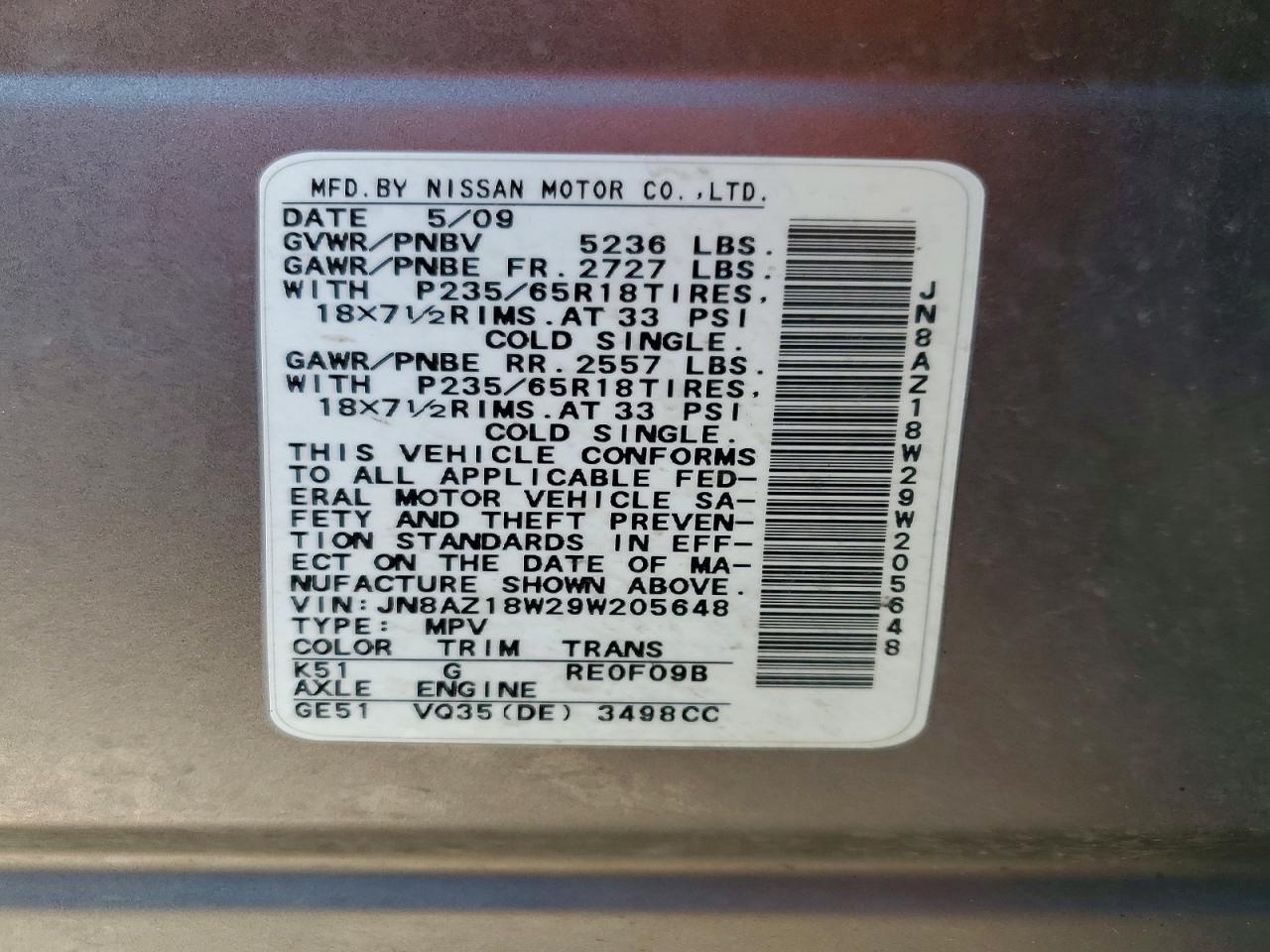 2009 Nissan Murano s