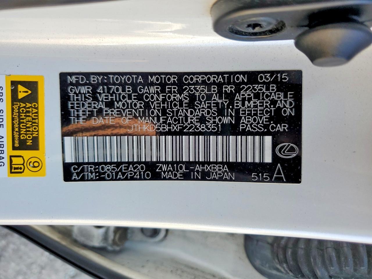 2015 Lexus Ct 200h Base