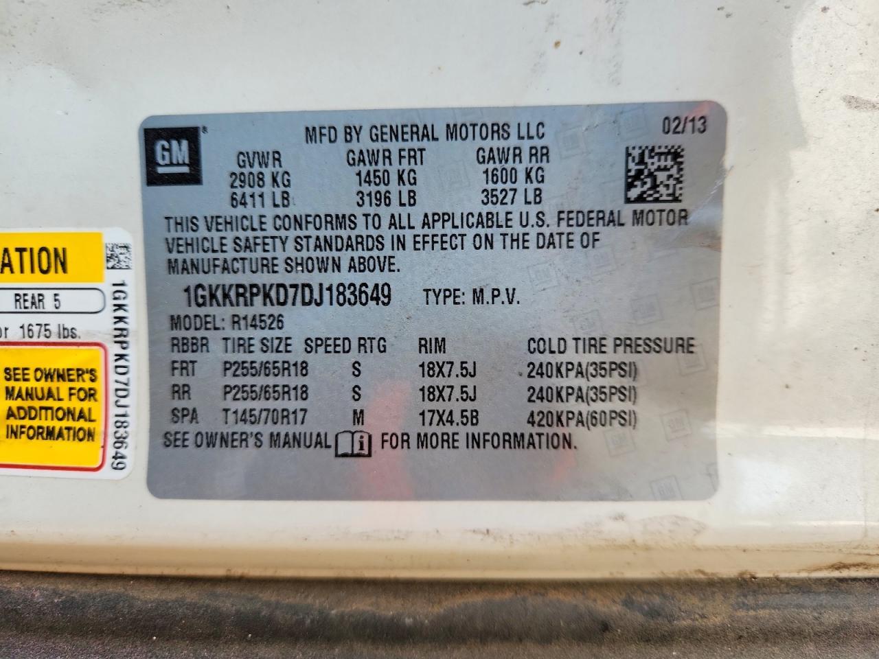 2013 GMC Acadia sle