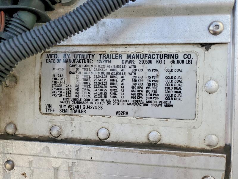 2016 Utility VS2RA Refrigerated Van Trailer