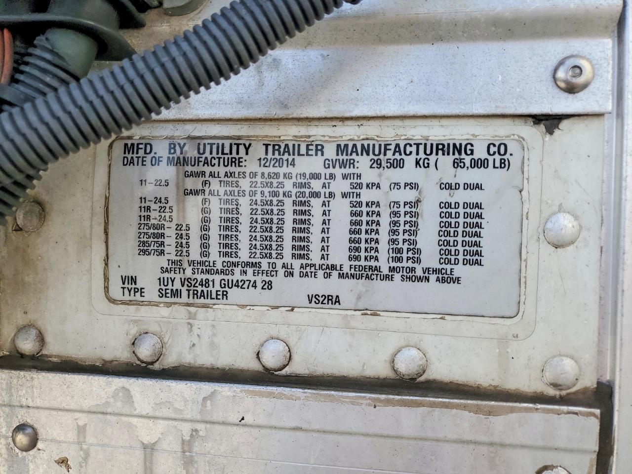 2016 Utility VS2RA Refrigerated Van Trailer