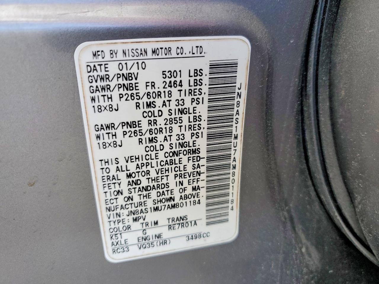 2010 Infiniti Fx35 Base