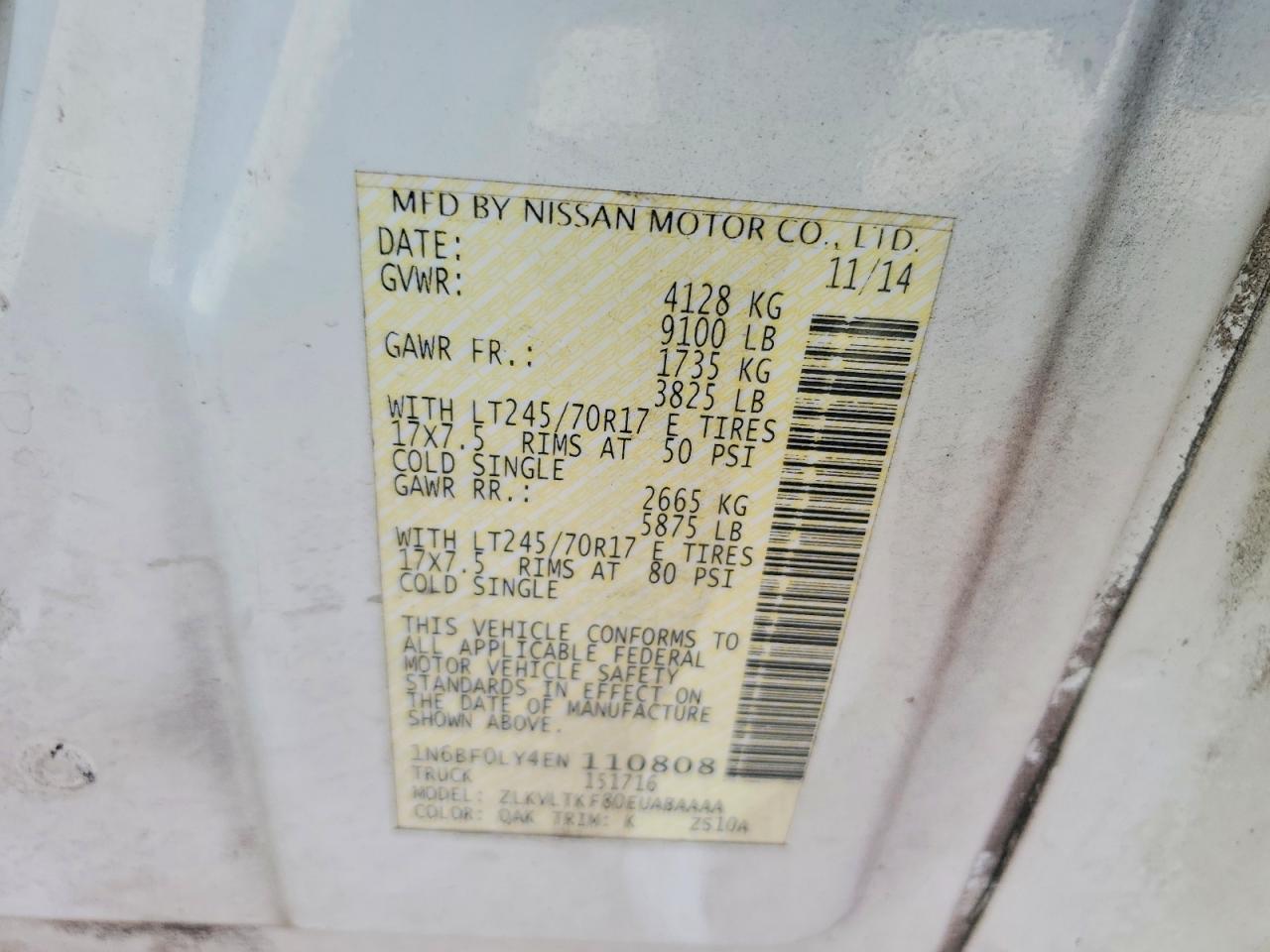 2014 Nissan NV 2500 Delivery Van