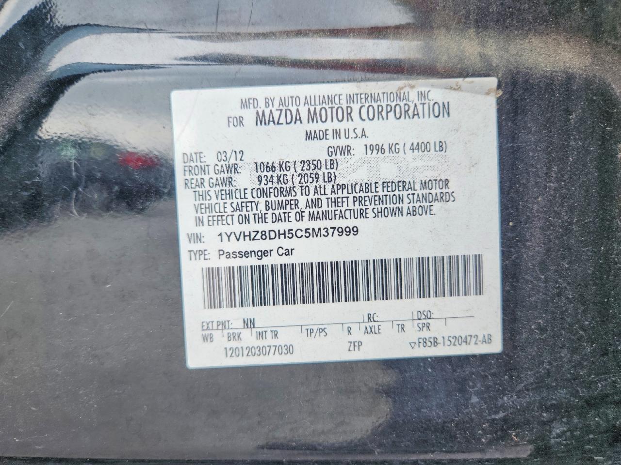 2012 Mazda 6 I