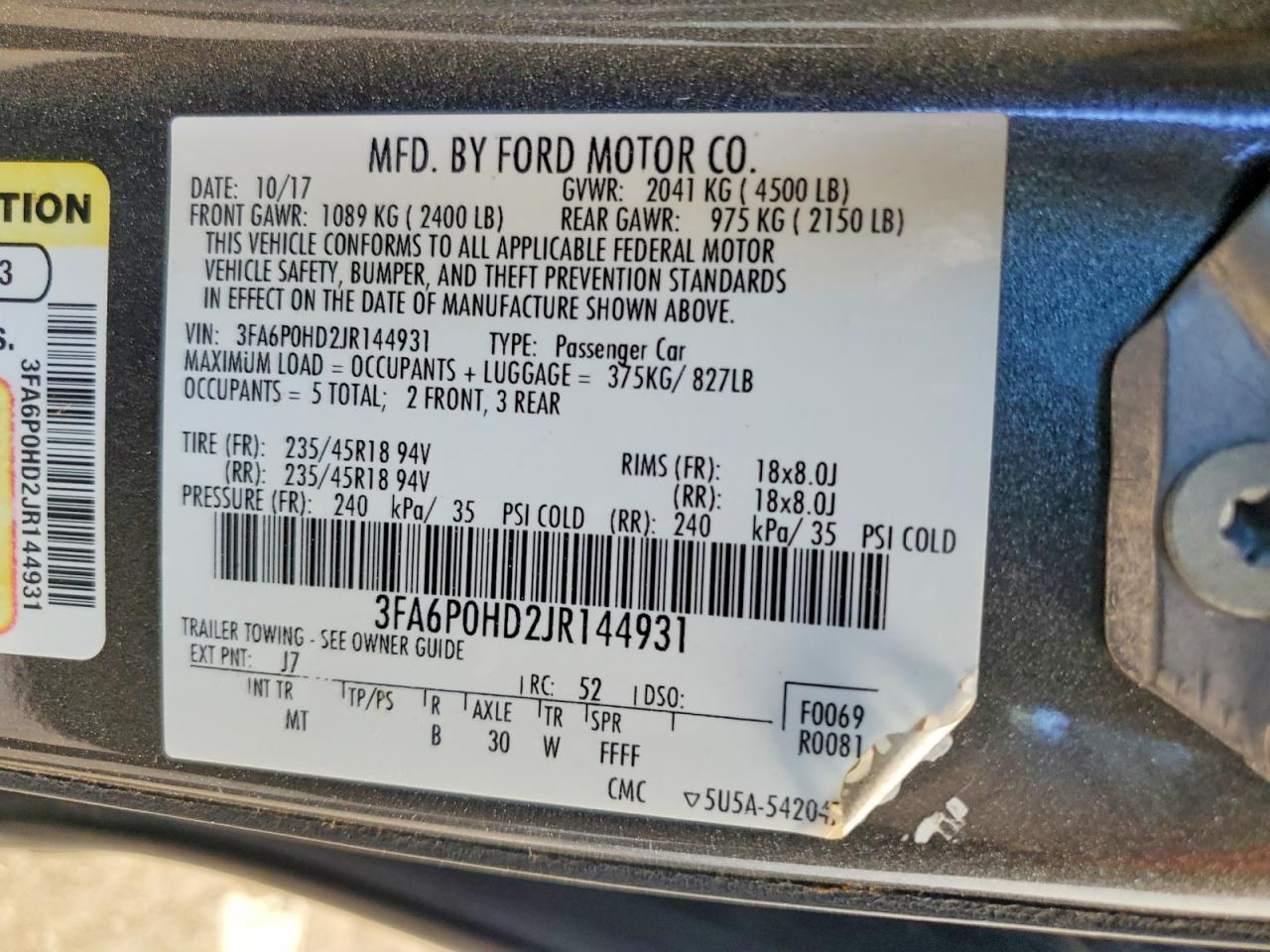 2018 Ford Fusion se