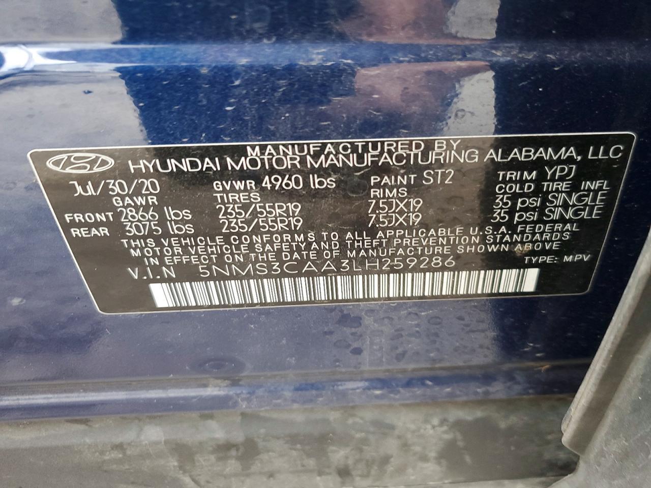 2020 Hyundai Santa fe sel 2.0t